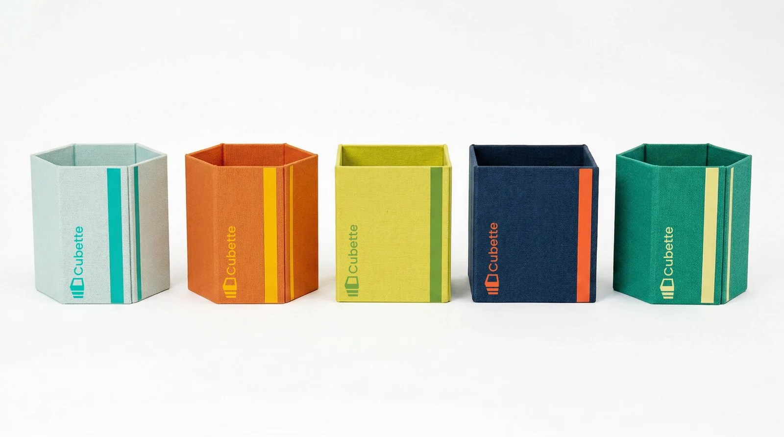Cubette collection shown in signature brand colors