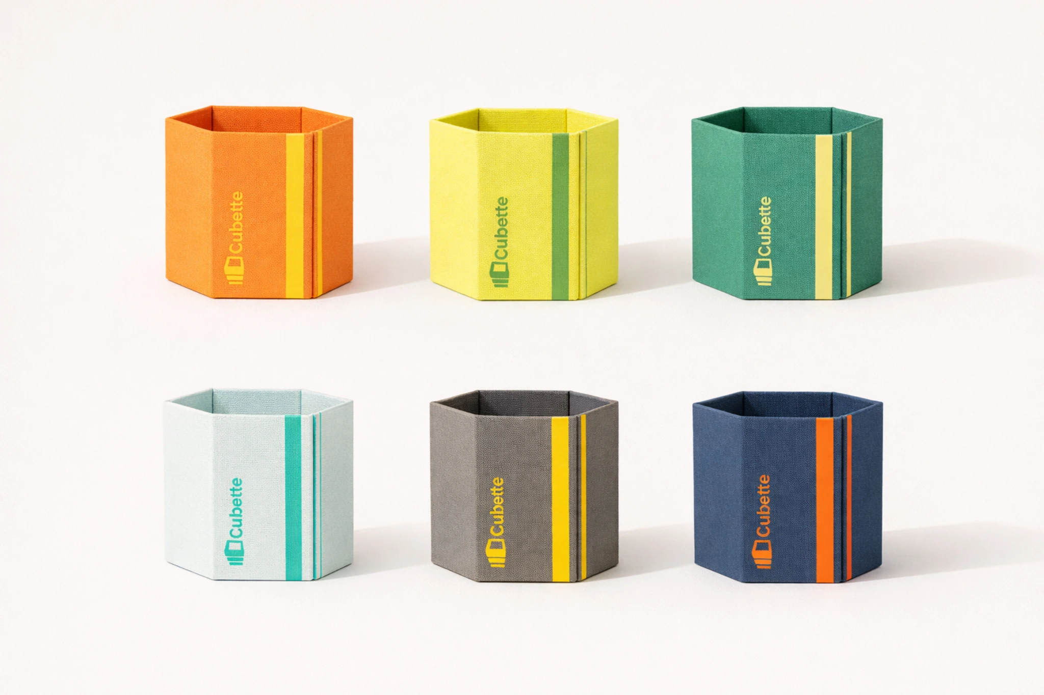 Cubette collection arranged as a retail-ready assortment