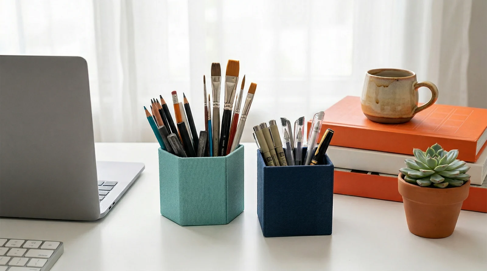 Cubette in a warm workspace lifestyle scene